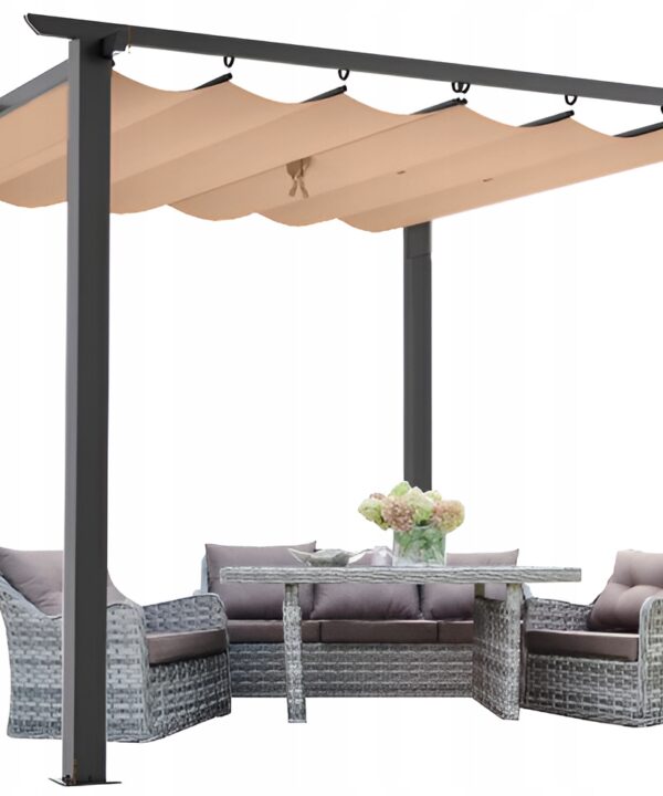 Pergola ogrodowa 3x3 tarasowa metalowa altana zadaszenie szara dach beżowy