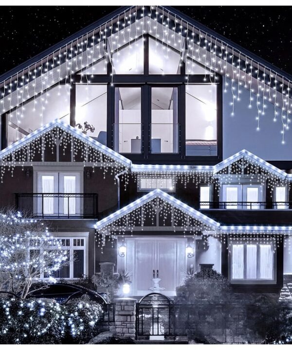 Lampki LED 200 Kurtyna Świetlna Sople ZEWNĘTRZNE Girlanda zimny biały FLASH
