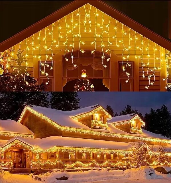 Lampki LED 300 Kurtyna Świetlna Sople ZEWNĘTRZNE Girlanda ciepły biały