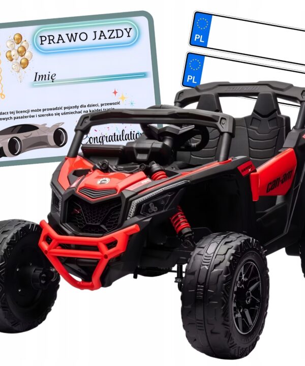 Auto na akumulator pilot skóra EVA 4x4 180W MAVERIK CAN-AN czerwony PRAWKO