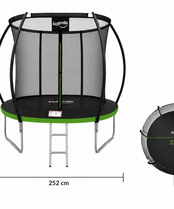 Trampolina ogrodowa z siatką wewnętrzną DZIECI 8FT 252cm drabinka zielona
