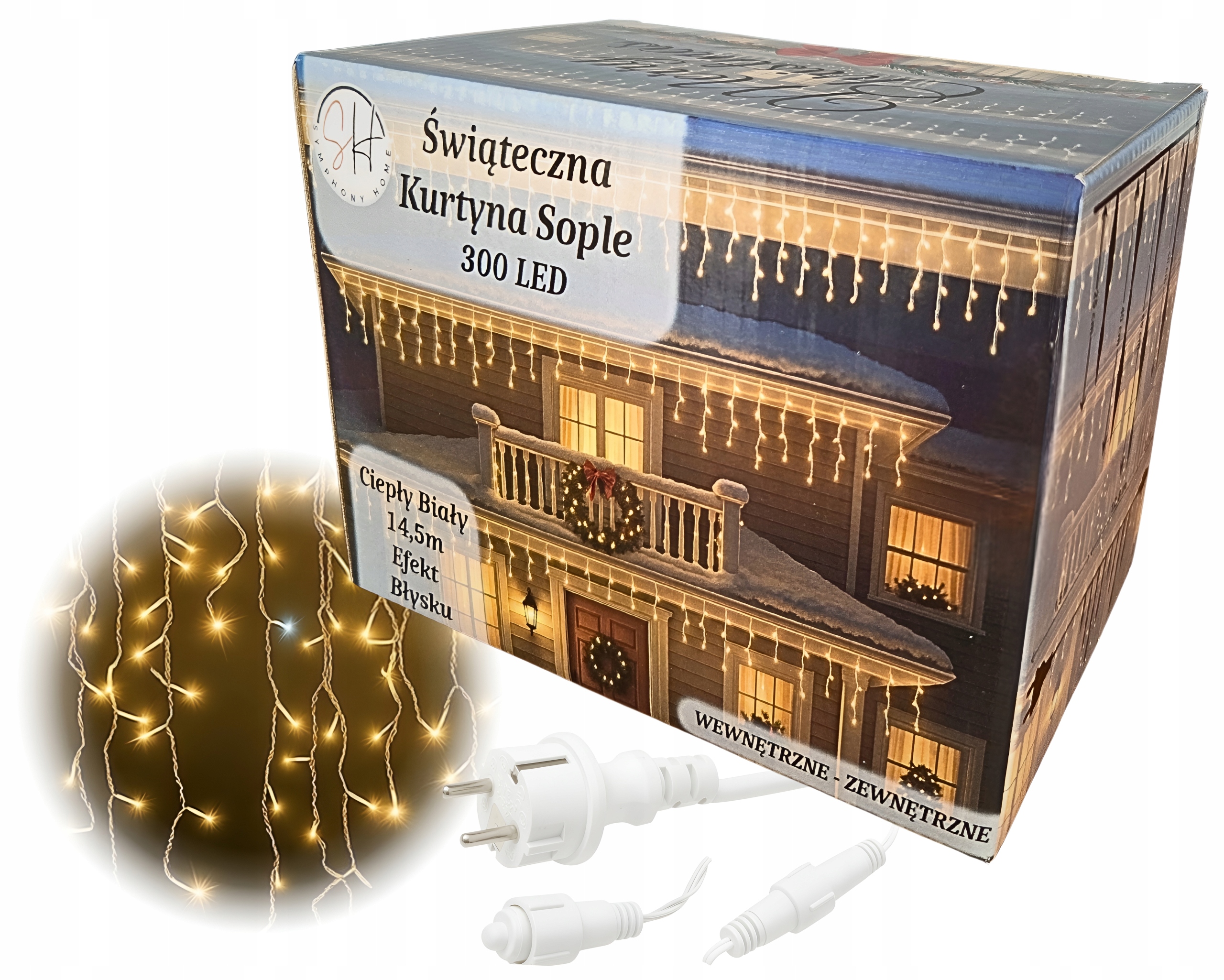 - 0ae9a8b348c69c0d0276eaff4f98jpg - strefamarki Lampki LED 300 Kurtyna Świetlna Sople ZEWNĘTRZNE Girlanda ciepły biały