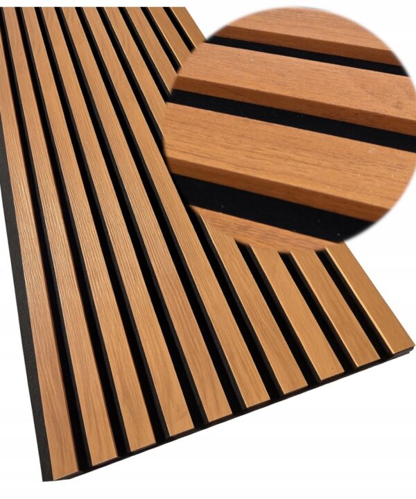 Lamel 3D lamele ścienne panele akustyczne 46x275cm na filcu Dąb Słoneczny