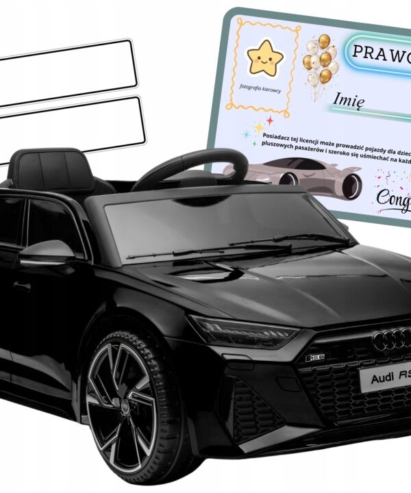 Auto akumulator 4x4 100W skóra pilot EVA samochód dzieci AUDI RS6 czarny