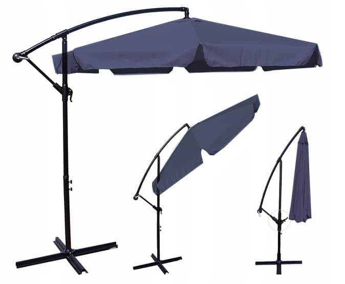 - miniaturaszaryciemny - strefamarki Duży parasol ogrodowy 350 cm ciemny szary