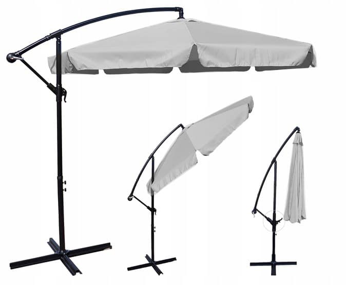 - miniaturaszaryjasny - strefamarki Duży parasol ogrodowy 350 cm szary jasny