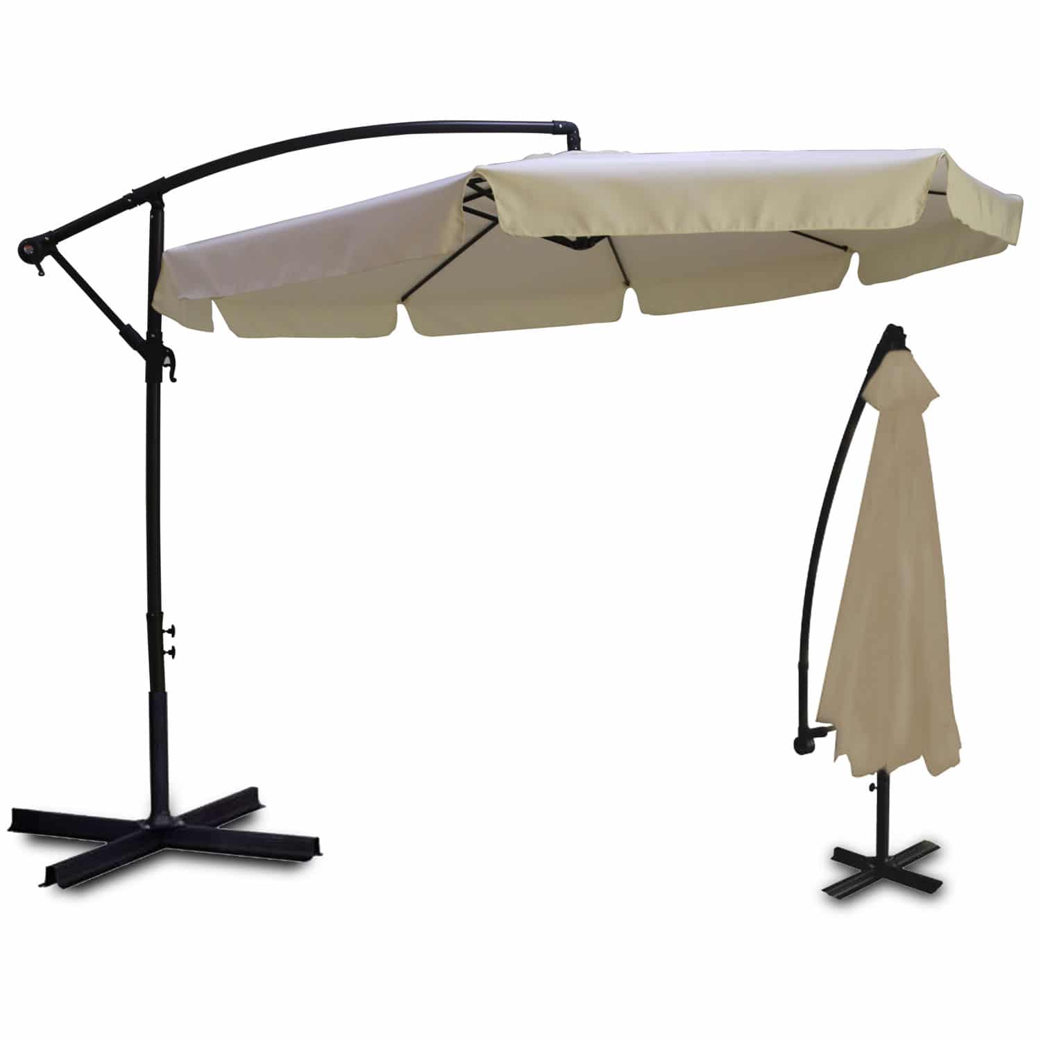 - Duży Parasol Ogrodowy 350 cm ciemny beżowy - strefamarki Duży parasol ogrodowy 350 cm ciemny beżowy