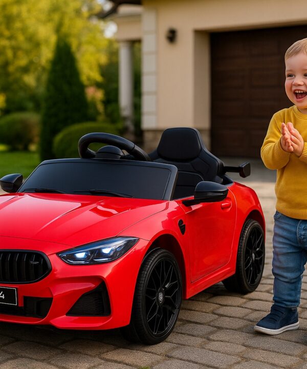 Samochód elektryczny na akumulator BMW M4 czerwony dla dzieci 3 lata +