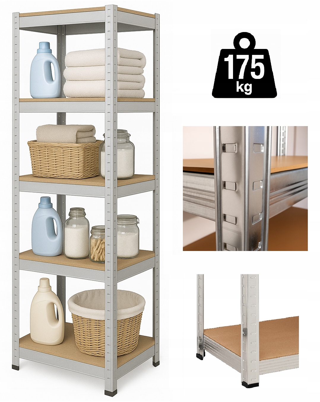 - 2d059bbb4bd5927d2a3aaa5db732jpg - strefamarki Regał Magazynowy Metalowy 5 półek Spiżarnia Garaż Piwnica 180x40x40 875kg