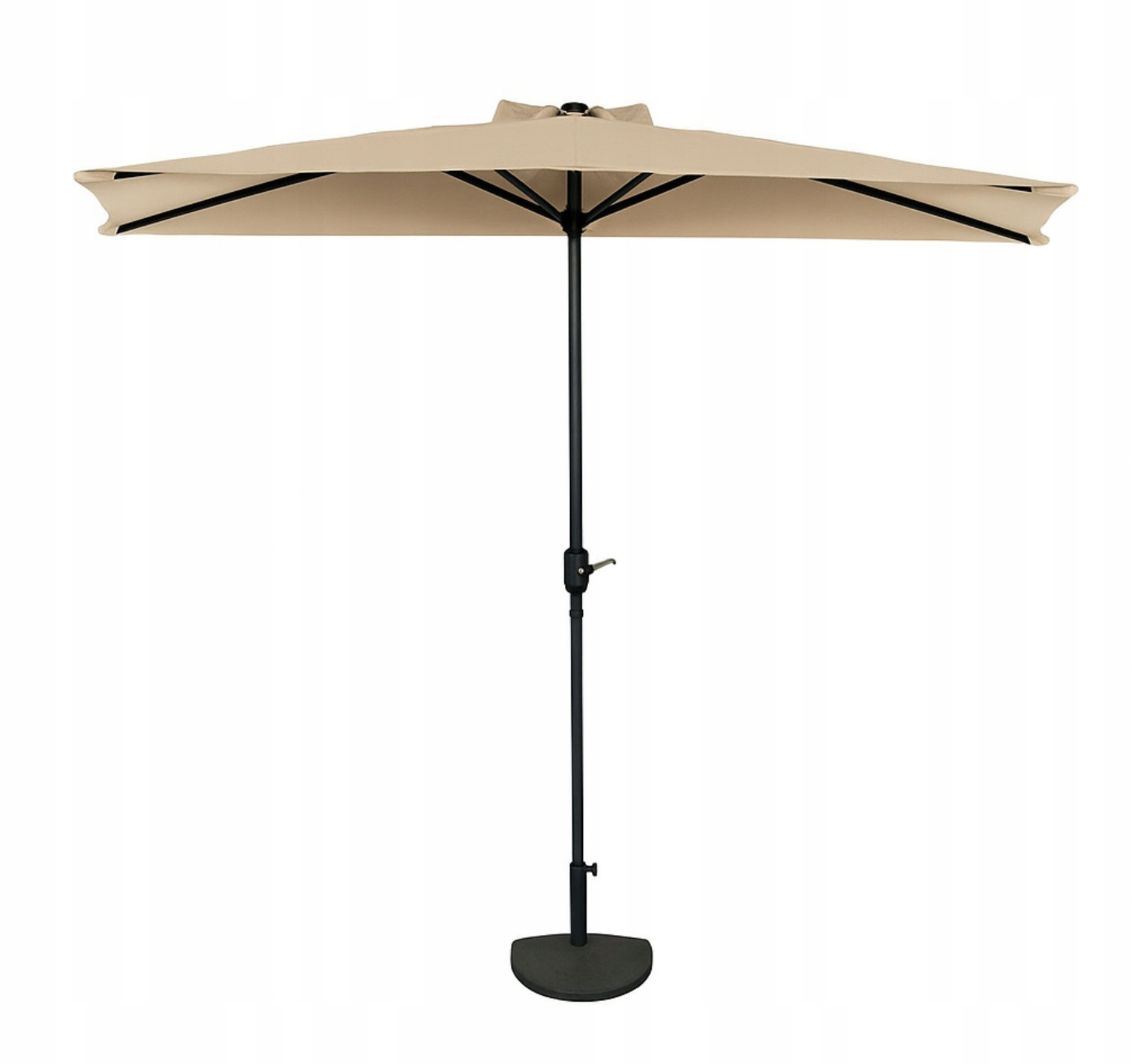 - 2d54965547d2b111a60a1aef86e9jpg - strefamarki PARASOL balkonowy PÓŁPARASOL ogrodowy TARAS półokrągły 2,7m beżowy PREMIUM