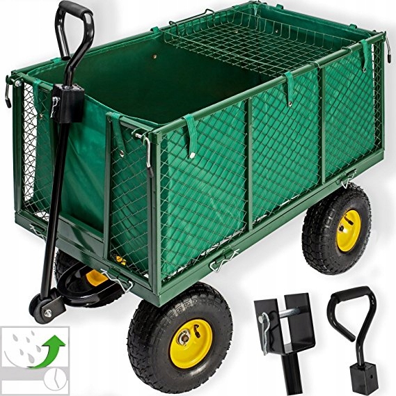 WÓZEK OGRODOWY Transportowy Przyczepka Duży 220L 350kg Burty 41cm + GRATIS