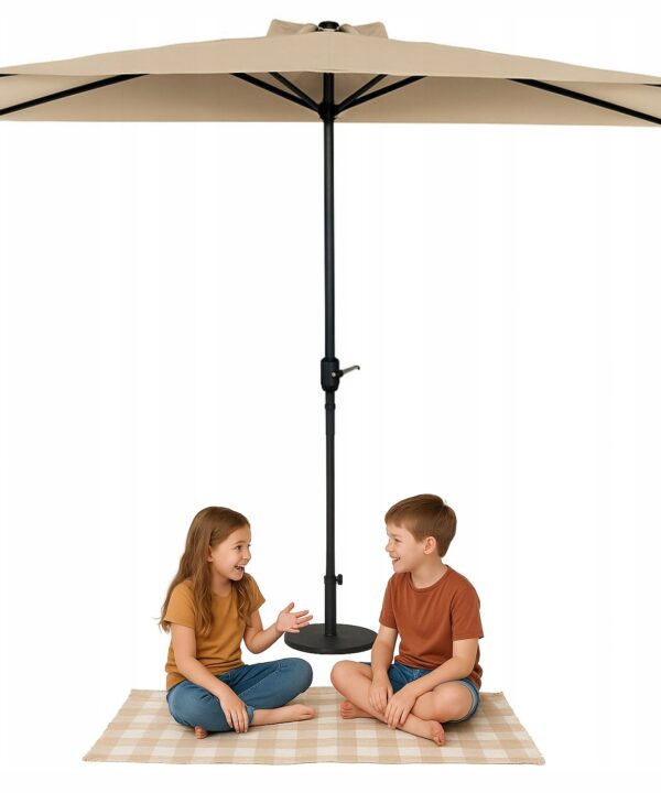 PARASOL balkonowy PÓŁPARASOL ogrodowy TARAS półokrągły 2,7m beżowy PREMIUM