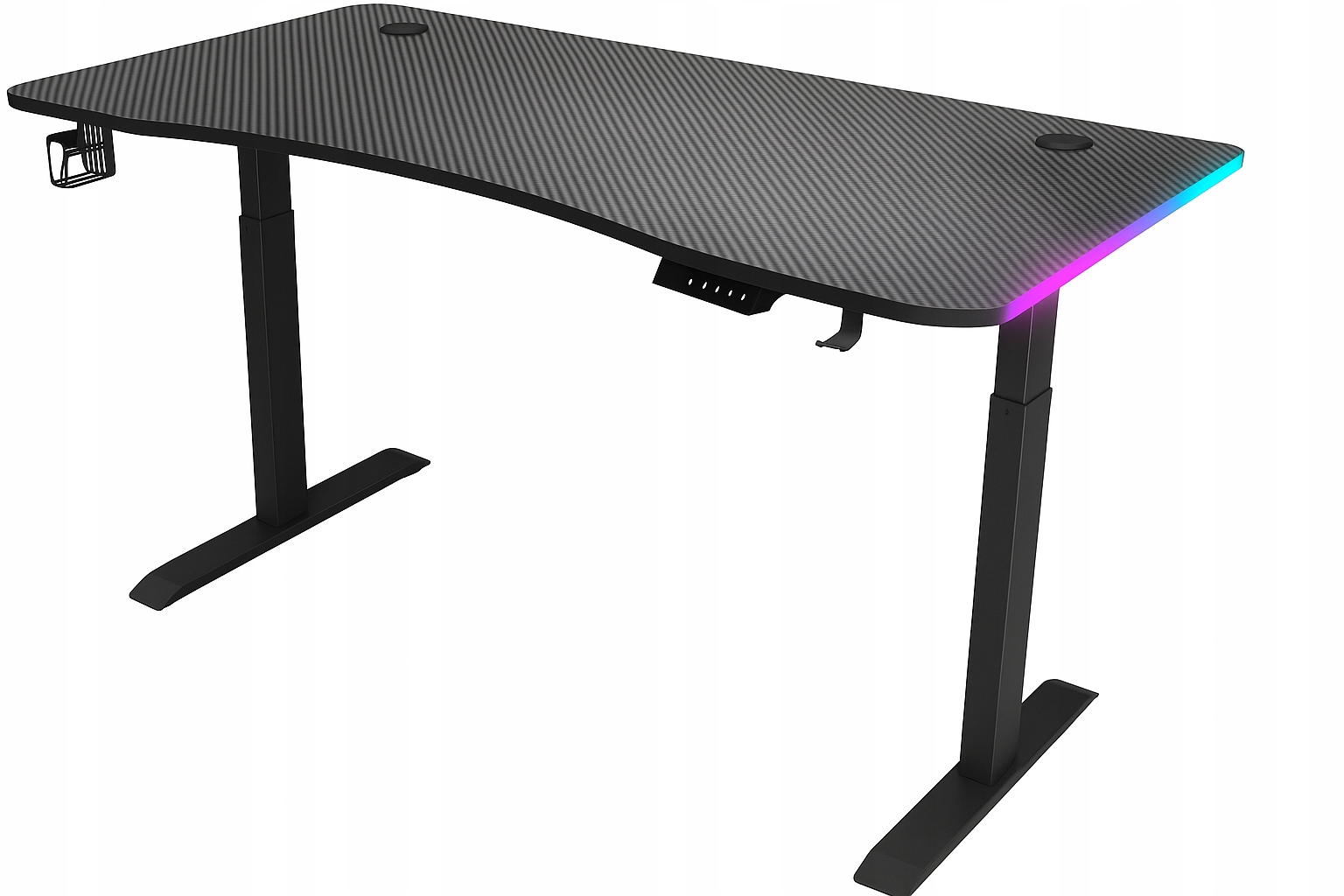 - 32cb5a1c42708e75fe13e55b0f79jpg - strefamarki Biurko regulowane 140cm Elektryczne regulacja wysokości 72-118cm czarne LED