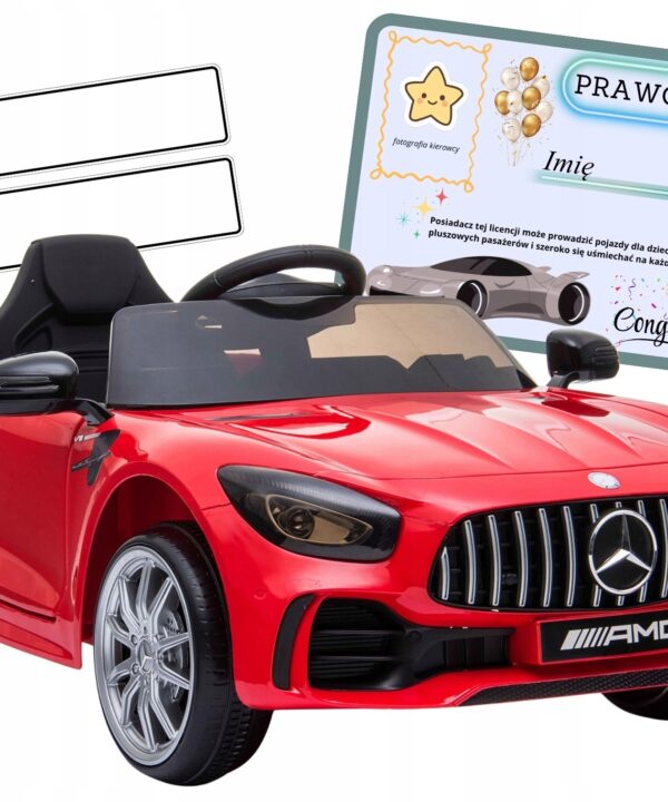Auto Mercedes AMG GTR dla dzieci Pilot 2.4G skóra akumulator LED koła EVA