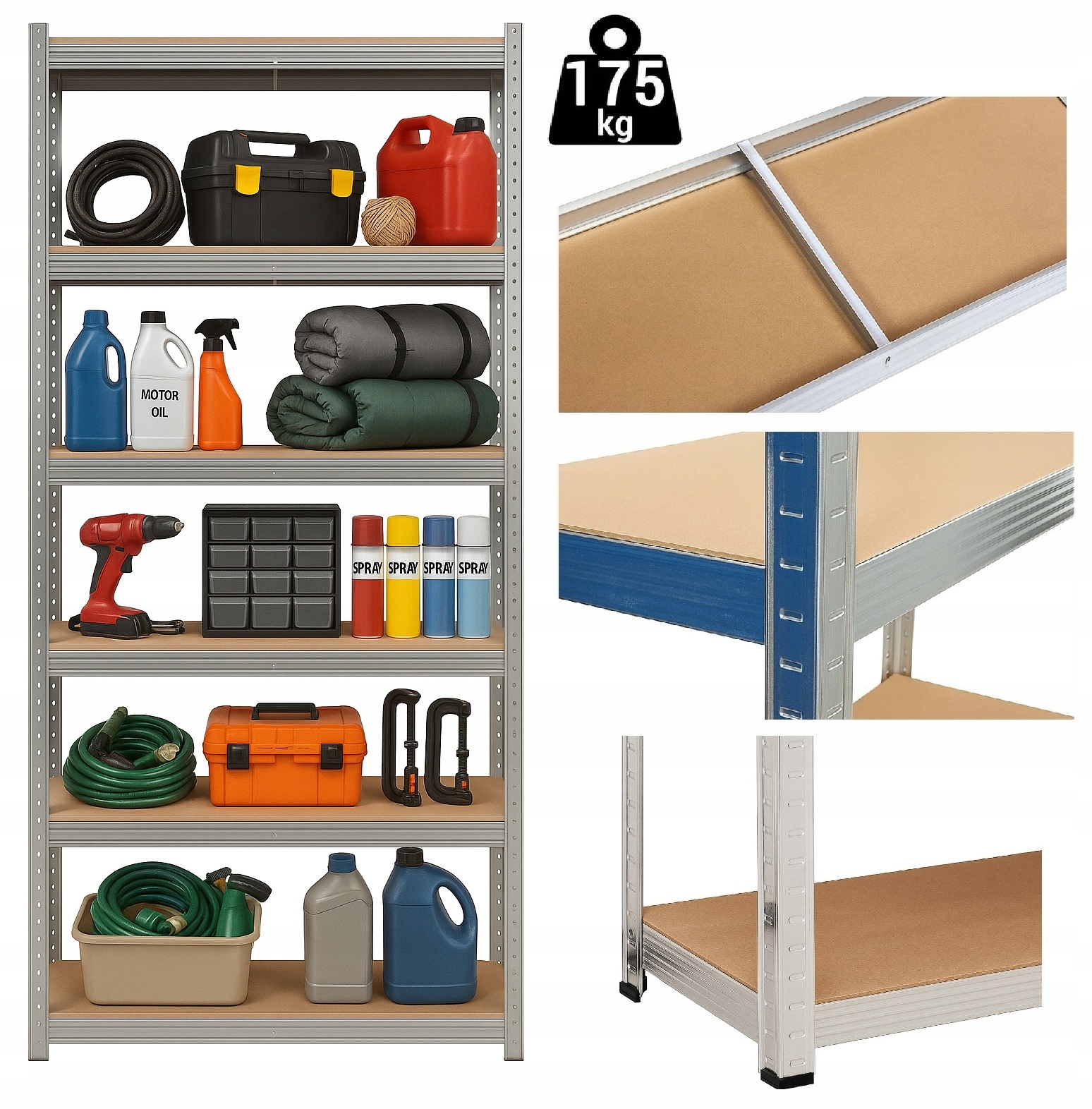 - 3ca88a4d4fd28eb7e7a0c78d7c8ajpg - strefamarki Regał Magazynowy Metalowy 6 półek Spiżarnia Garaż Piwnica 222x90x40 1050 kg