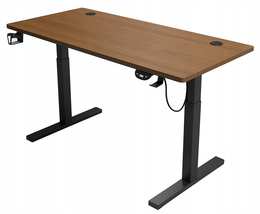 - 434d032e438fbe3768f048412b2c-1jpg - strefamarki Biurko regulowane 140cm Elektryczne regulacja wysokości 72-118cm orzech LED