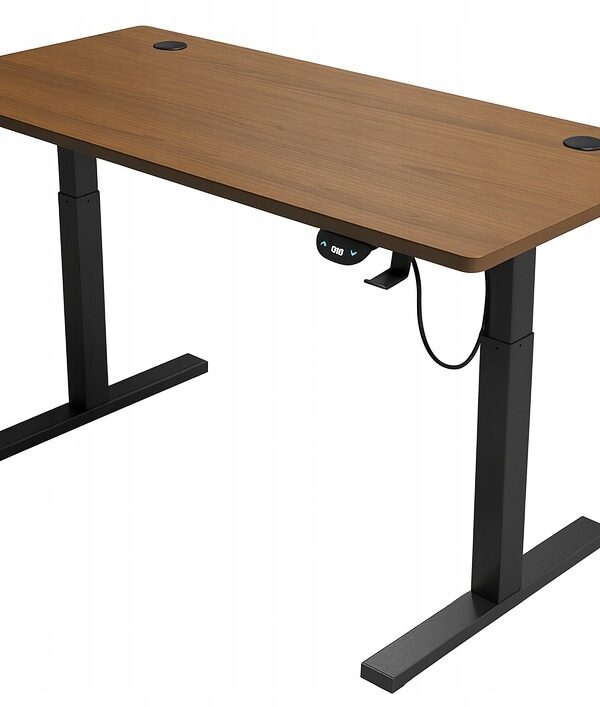 Biurko regulowane 120cm Elektryczne regulacja wysokości 72-118cm orzech LED
