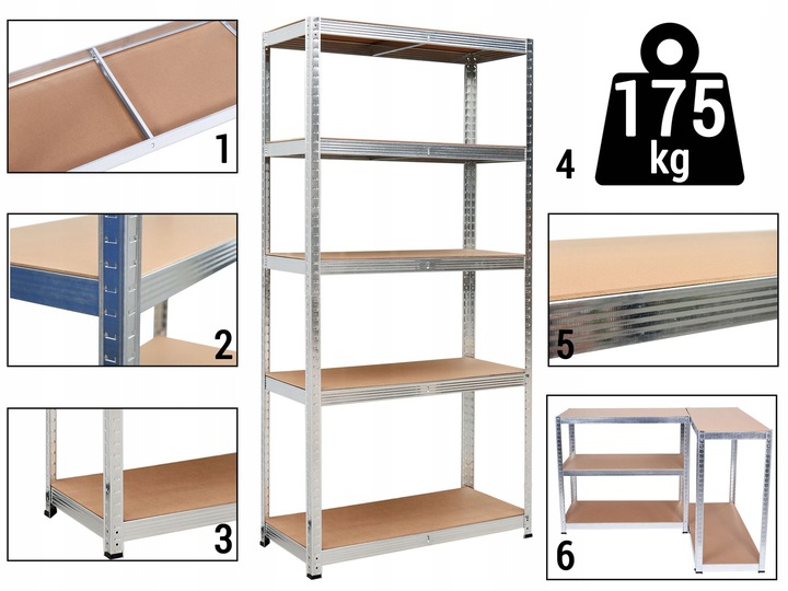 - 4a3ffb6c448dad31a8fef6a18ed6-1jpg - strefamarki 2x Regał Metalowy magazynowy 5 półek 180x90x40 do piwnicy SPIŻARNIA 875kg