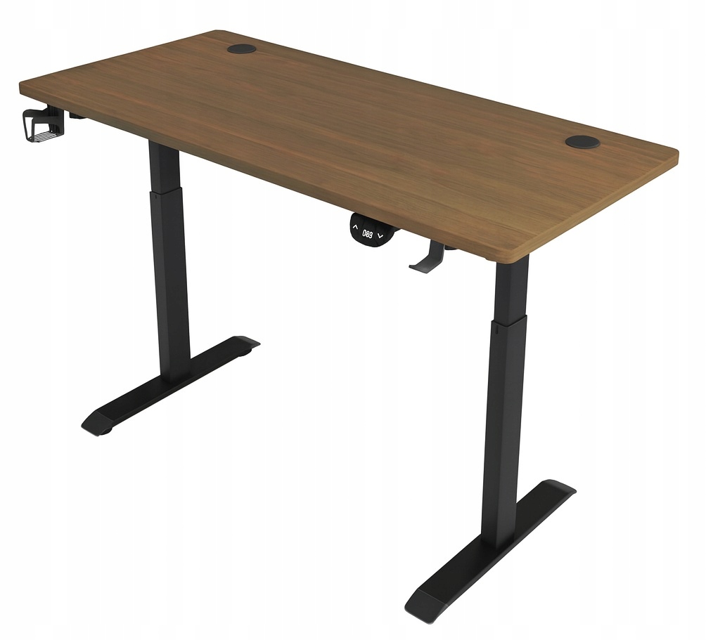 - 4b94b23f4f7690034384b6597168jpg - strefamarki Biurko regulowane 120cm Elektryczne regulacja wysokości 72-118cm orzech LED