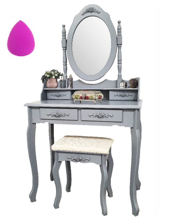Toaletka Kosmetyczna z Lustrem TL01 taboret kolory + GRATIS szara