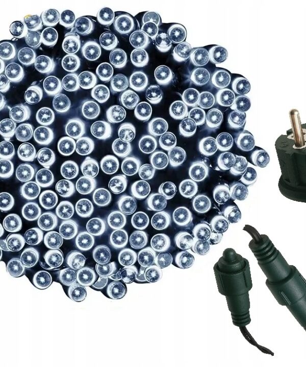 Lampki Choinkowe 200LED Światełka ZEWNĘTRZNE Girlanda zimny biały FLASH