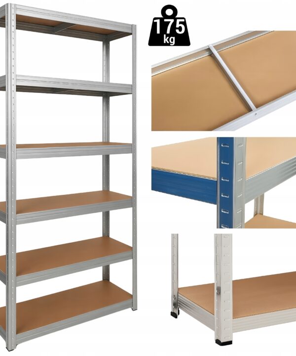 Regał Magazynowy Metalowy 6 półek Spiżarnia Garaż Piwnica 222x90x40 1050 kg