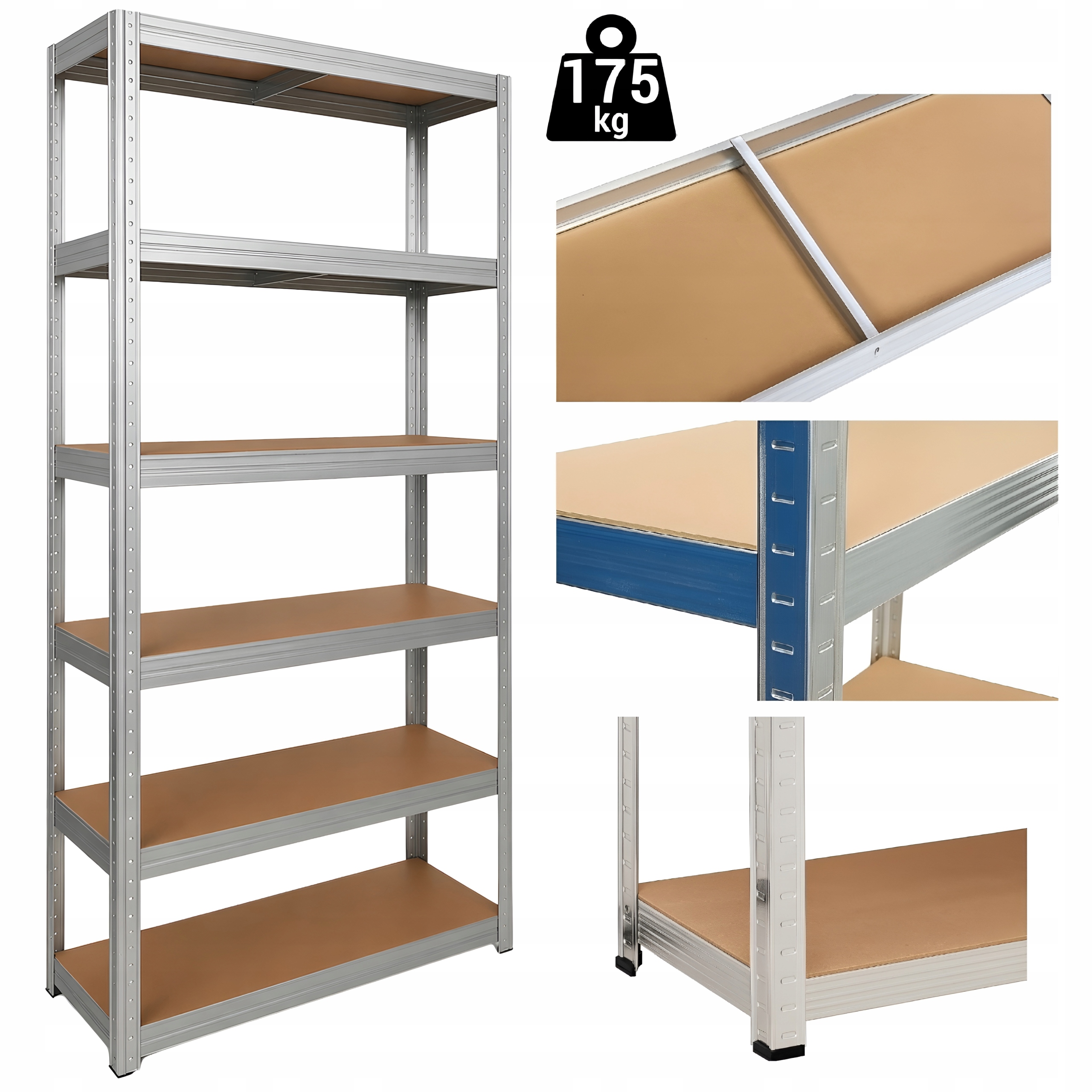 - 5c0b75ef4f9986a18ac565d6b5b8jpg - strefamarki Regał Magazynowy Metalowy 6 półek Spiżarnia Garaż Piwnica 222x90x40 1050 kg