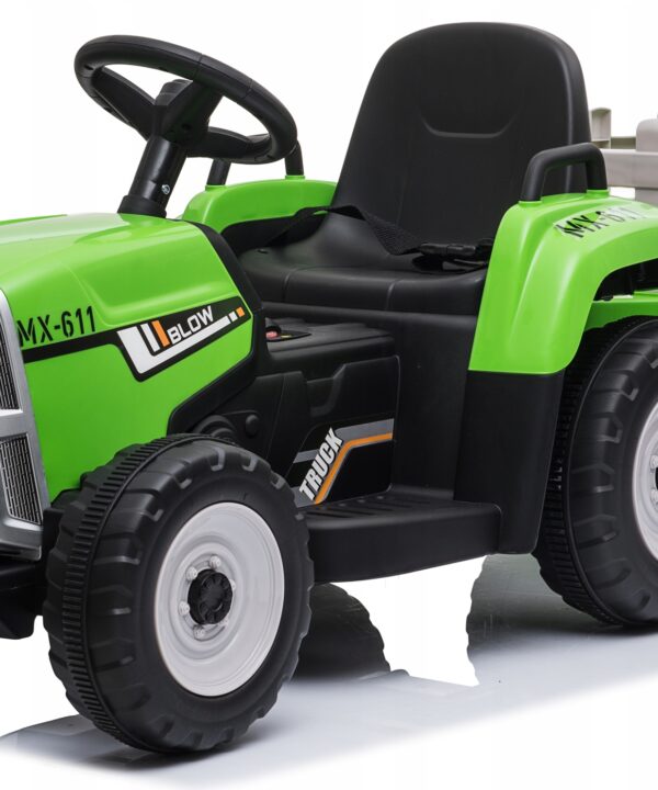 TRAKTOR na akumulator z przyczepką LED muzyka PREZENT dla dziecka zielony