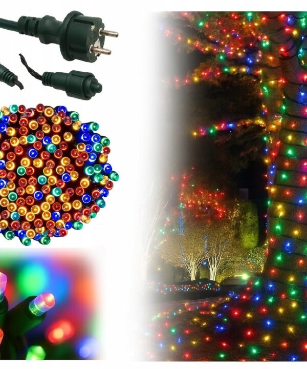 Lampki Choinkowe 200LED Światełka ZEWNĘTRZNE Girlanda multikolor FLASH