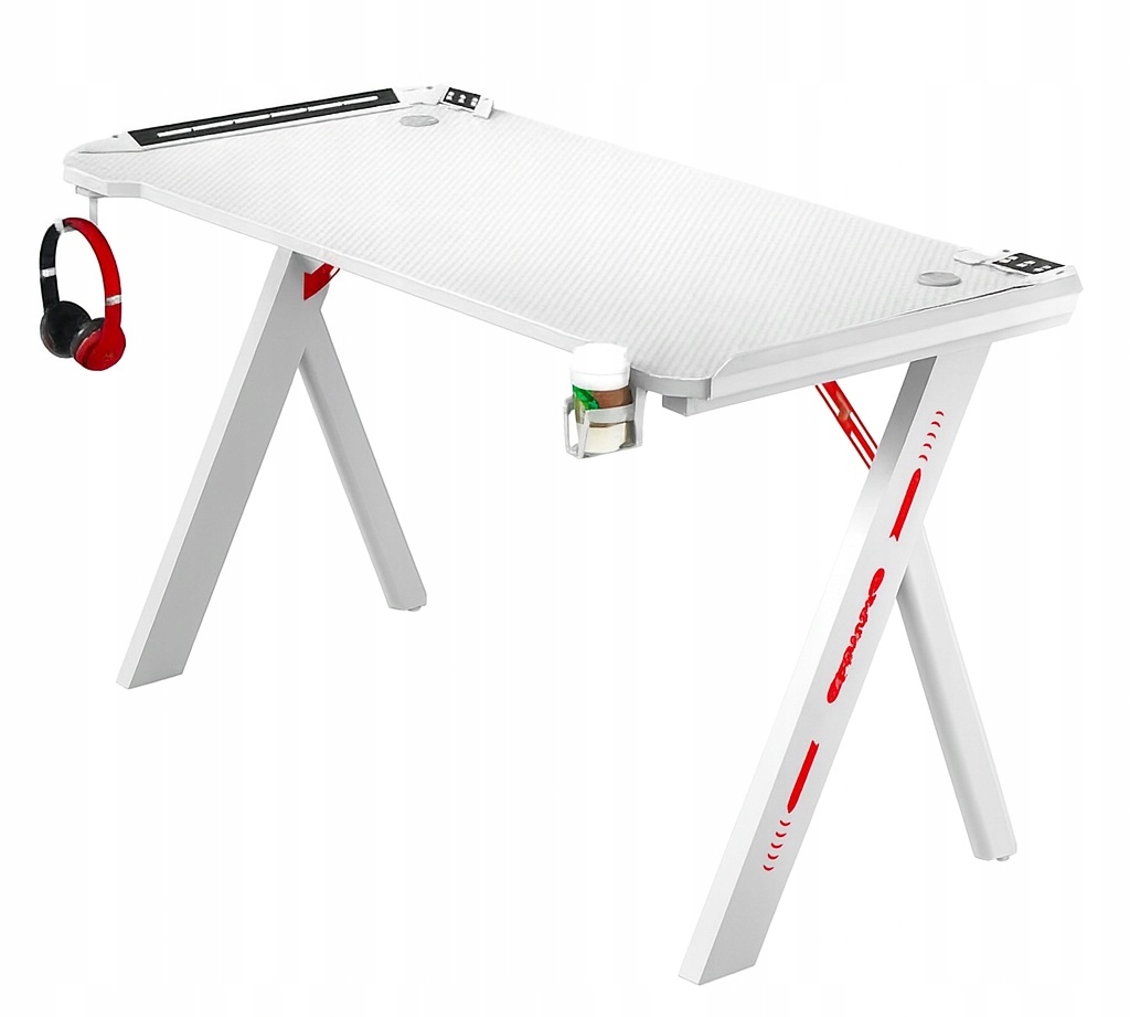 - 621d5f9548039055657d6b62b7c9jpg - strefamarki Biurko Gamingowe Komputerowe Stół dla Gracza Nowoczesne LED 120 cm białe
