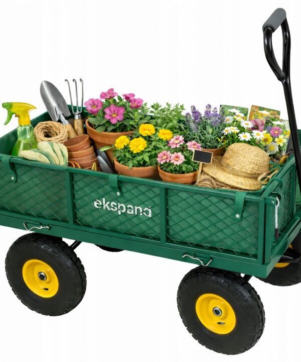 Wózek Ogrodowy Transportowy Przyczepka Rozkładany DUŻY do 300kg zielony