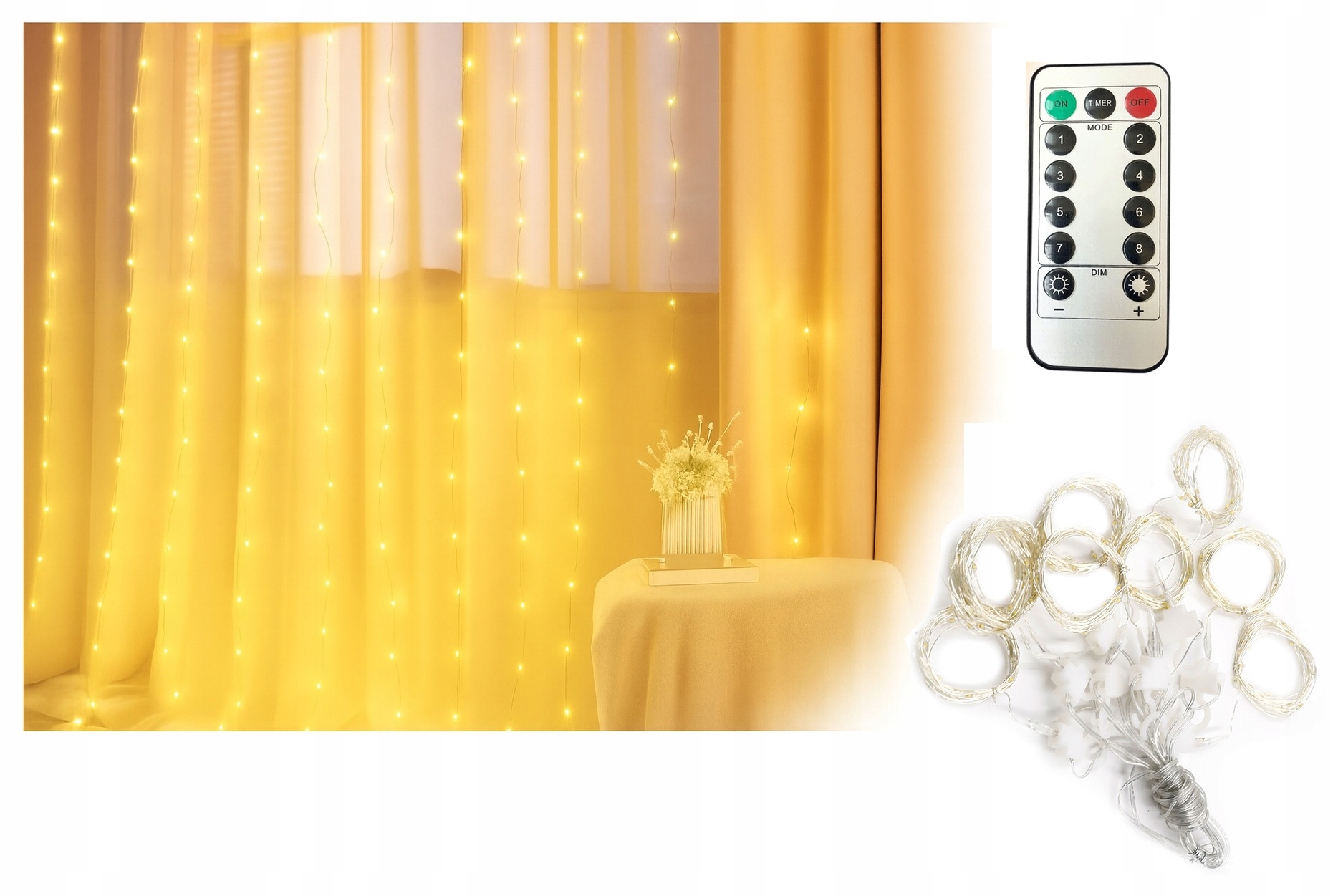 - 6714aaca4a10a7b1eb05086aa68bjpg - strefamarki Kurtyna świetlna 300LED lampki choinkowe 3x3m girlanda na okno ciepły biały