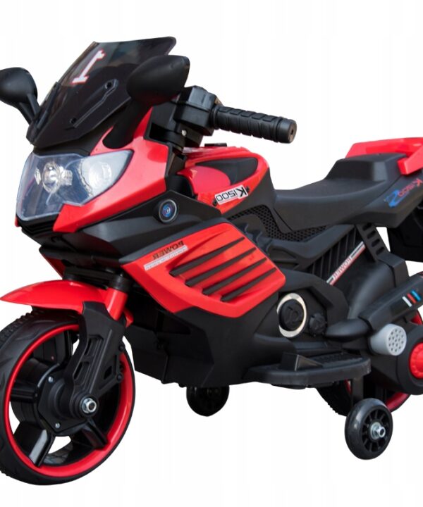 Motor motocykl ścigacz na akumulator światła LED dla dzieci czerwony