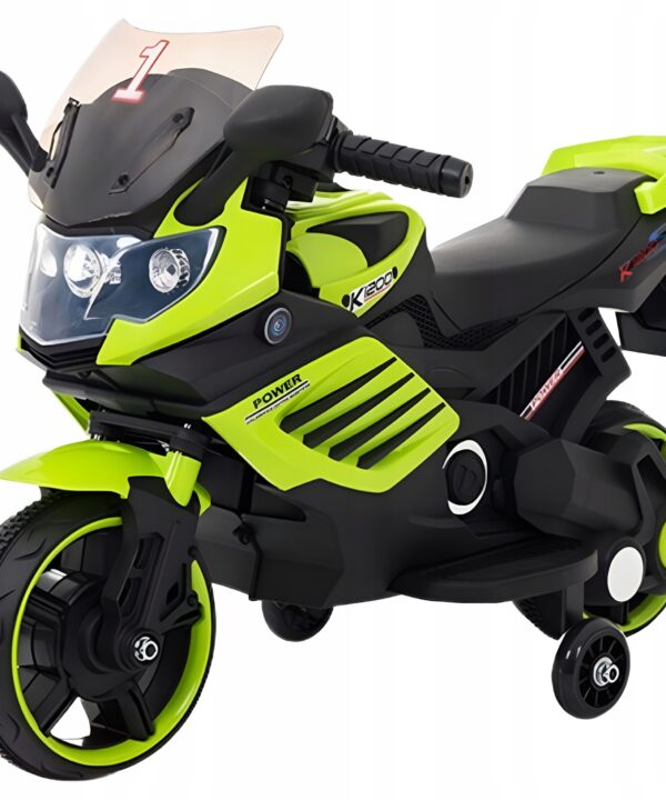 Motor motocykl ścigacz na akumulator światła LED dla dzieci zielony
