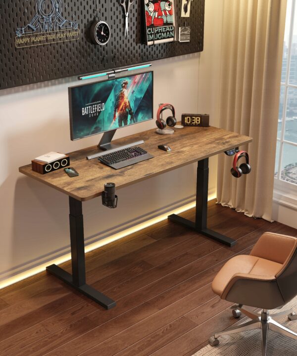 Biurko regulowane 120cm Elektryczne regulacja wysokości 72-118cm loft LED