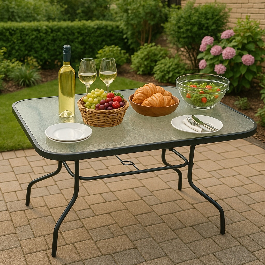 - 7d55619f4d3aa367f4d5d7c2c984jpg - strefamarki Stół Ogrodowy Szklany Duży 120x70 cm Solidny na Taras Ogród Balkon czarny