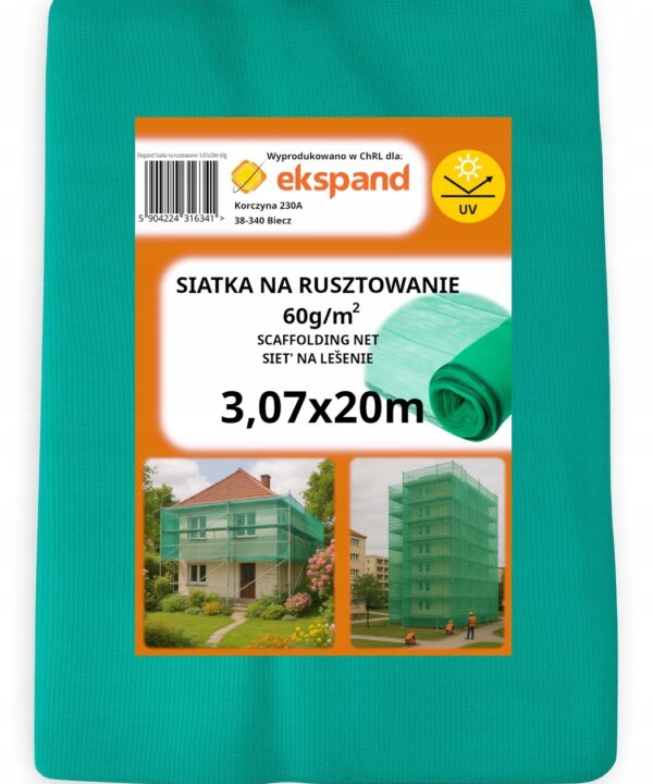 Siatka na rusztowanie ochronna rusztowaniowa osłona 3,07x20m ZIELONA