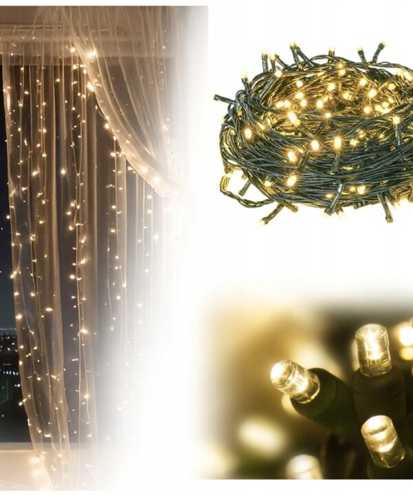 Lampki Choinkowe 100LED Światełka Świąteczne Girlanda Świetlna ciepły biały
