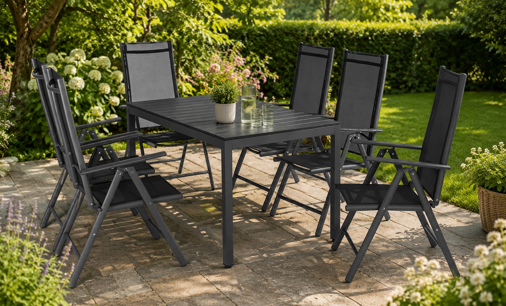 - 812c46fb404a87d1ce7aed505102jpg - strefamarki Zestaw Mebli Ogrodowych Aluminiowy Stół Polywood 140x80 + 6x Krzeseł