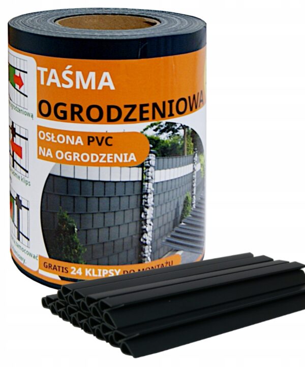 TAŚMA OGRODZENIOWA OSŁONA NA OGRODZENIE PŁOT +UV 24KLIPSY 19cmx35m czarny