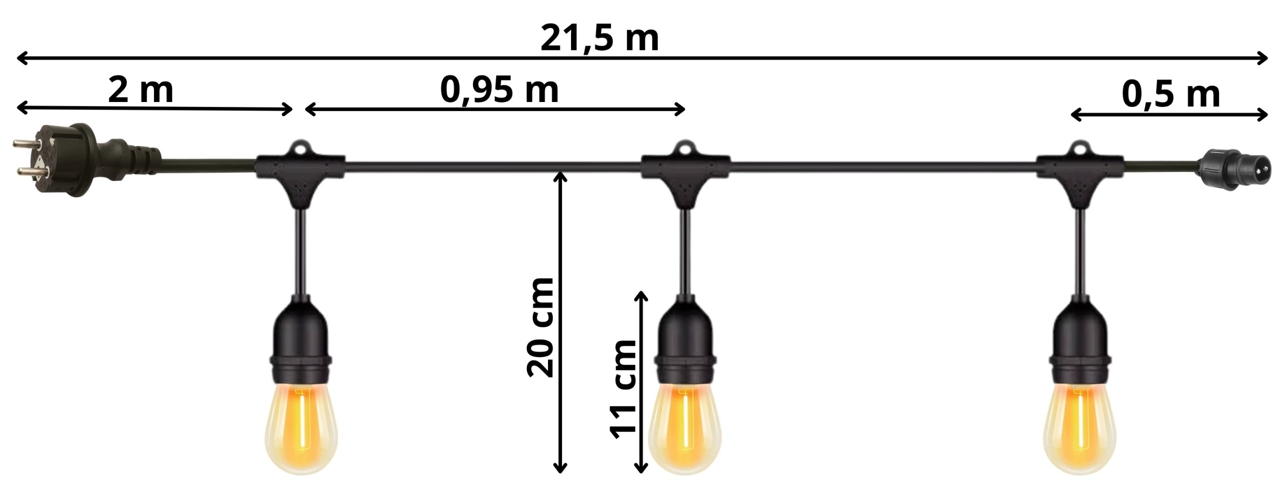 - 8d7b92a84b8d87464083e6821588jpg - strefamarki Girlanda Ogrodowa 20m Świetlna Lampki Łańcuch 20x Żarówka LED Żarówki e27