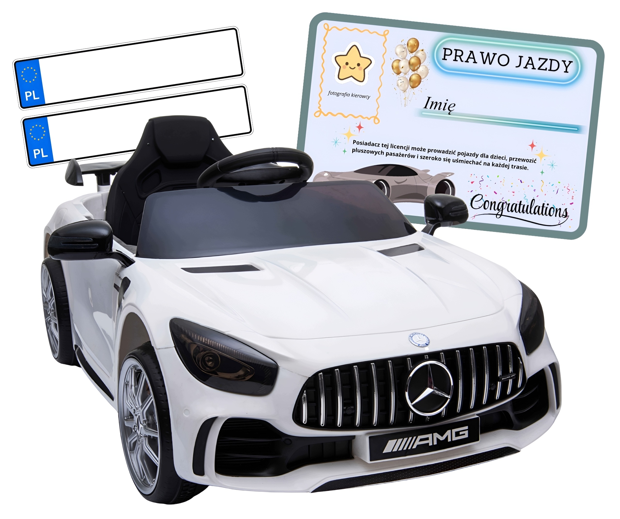 - 8ee8f04d4cc88db704b19a34d9b7-3jpg - strefamarki Auto Mercedes AMG GTR dla dzieci Pilot 2.4G skóra akumulator LED koła EVA
