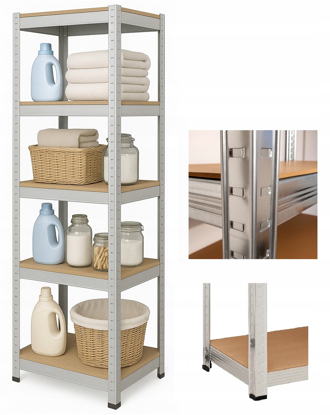 - 939111e04b639606bfa7992b1f8bjpg - strefamarki Regał Magazynowy Metalowy 5 półek Spiżarnia Garaż Piwnica 180x40x40 875kg