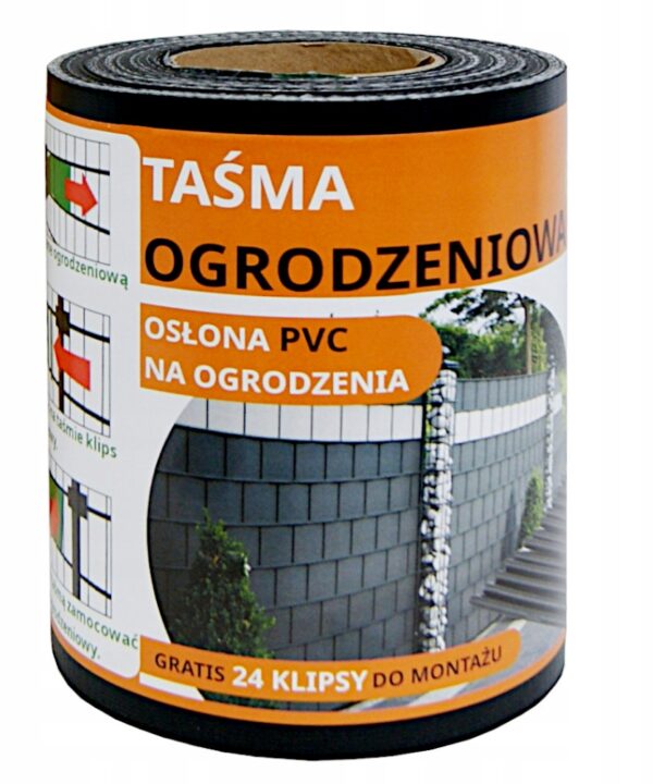 TAŚMA OGRODZENIOWA OSŁONA NA OGRODZENIE PŁOT +UV 24KLIPSY 19cmx35m czarny