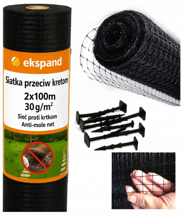 Siatka na krety 2x100 nornice przeciw kretom PREMIUM 30g MOCNA 100 KOŁKÓW