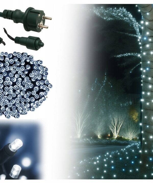 Lampki Choinkowe 100LED Światełka ZEWNĘTRZNE Girlanda zimny biały FLASH