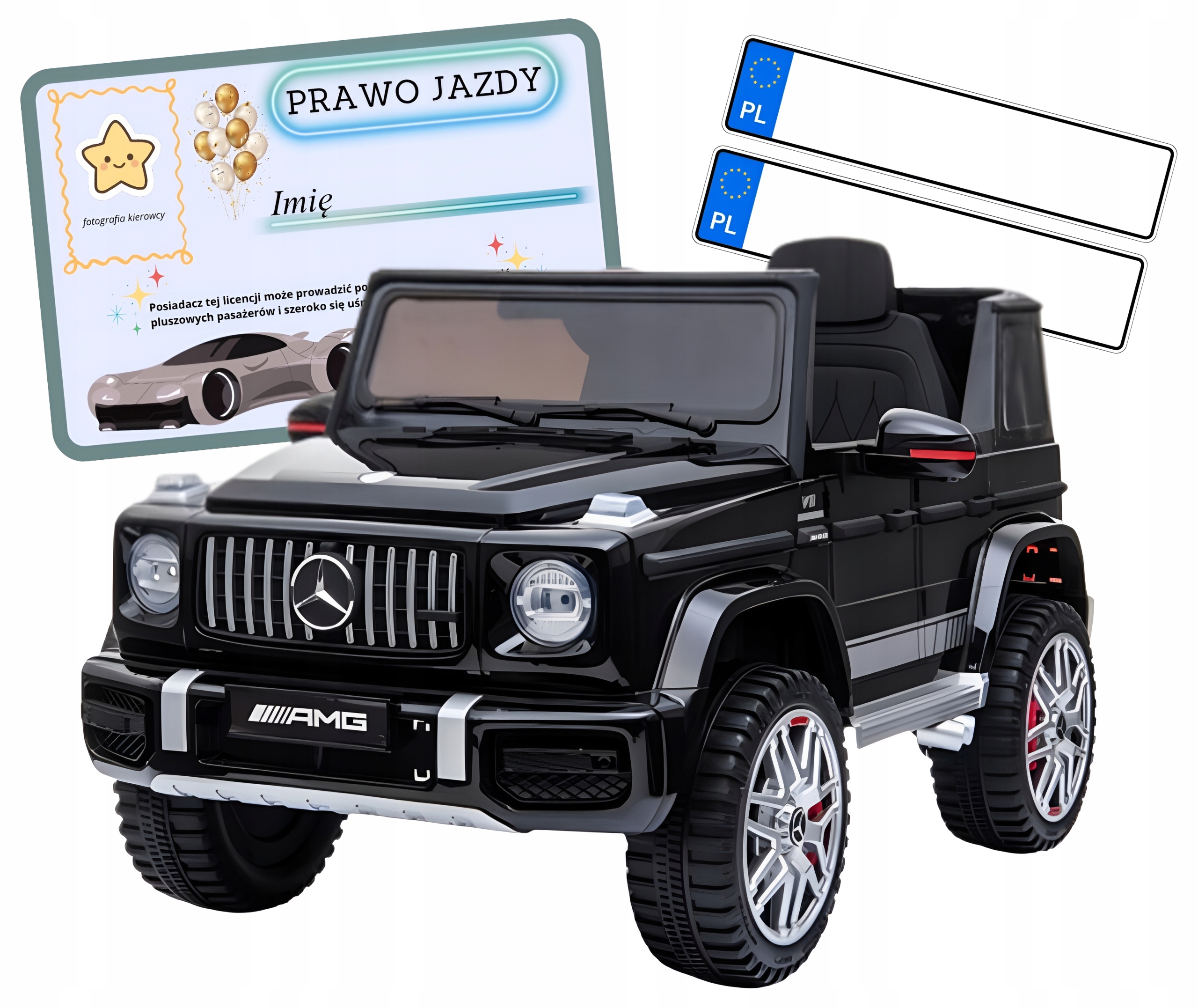 - 9b9702e54313b6384bc72db25f74jpg - strefamarki Auto na akumulator Mercedes AMG G63 dziecko pilot skóra samochód EVA czarny