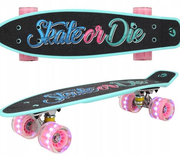 Deskorolka Fiszka LED - Skate różowe koła