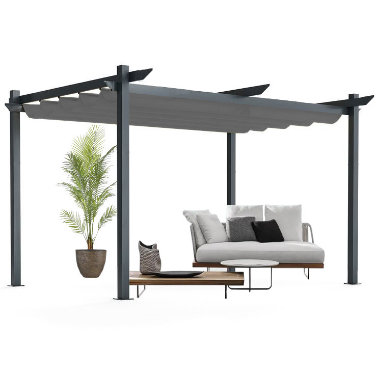 - Pergola 2x3 poszycie szare 2 - strefamarki Pergola ogrodowa tarasowa altana 2x3m z zadaszeniem szarym premium