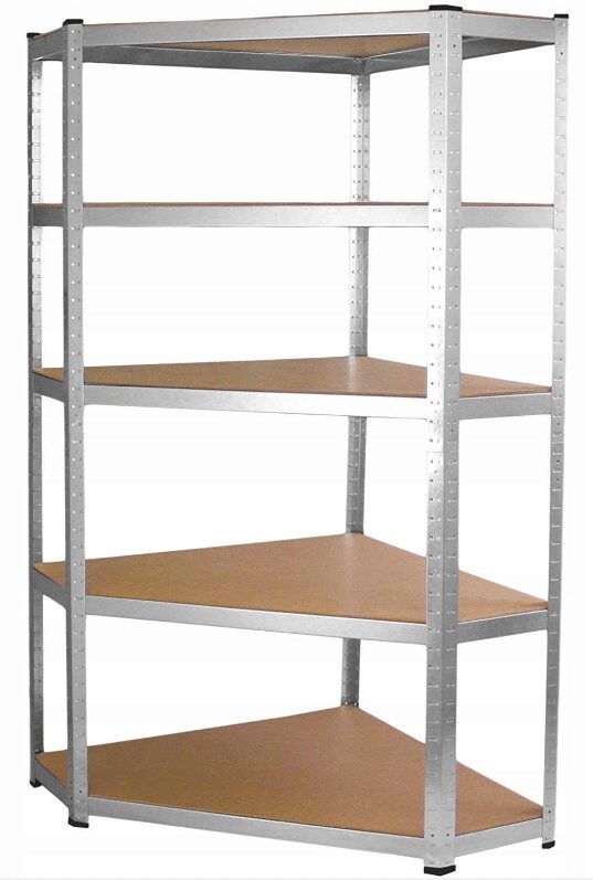 - Regał narożny srebrny 180x90x40 - strefamarki Regał magazynowy metalowy narożny 180x90x30cm 2w1 875kg